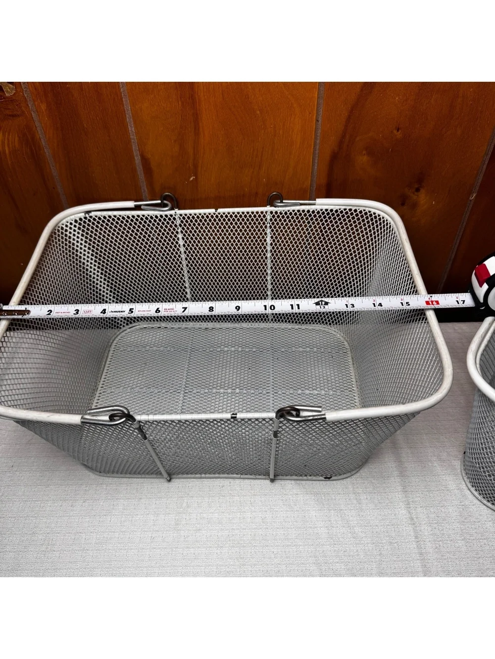 Vintage White Wire Mesh Folding Bike Baskets Set of 2 16 x 12 x 7